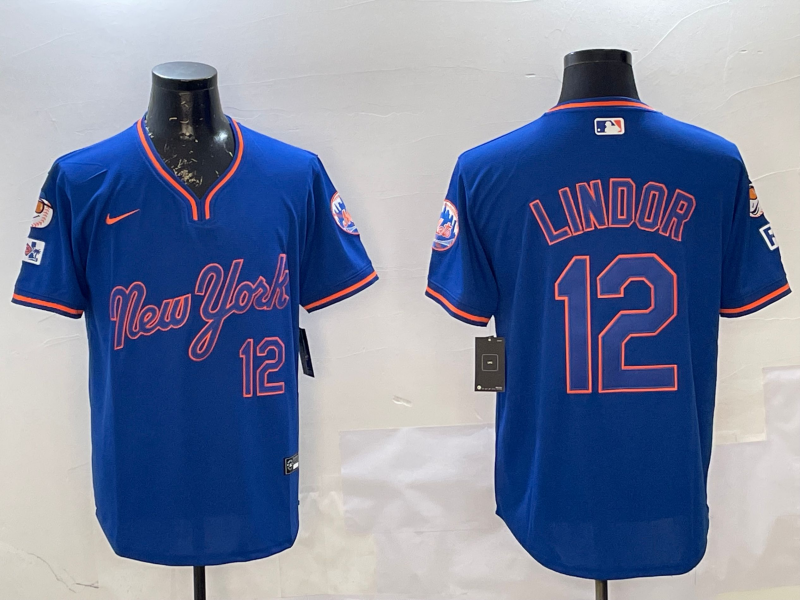 Men's New York Mets Francisco Lindor #12 Royal Jersey